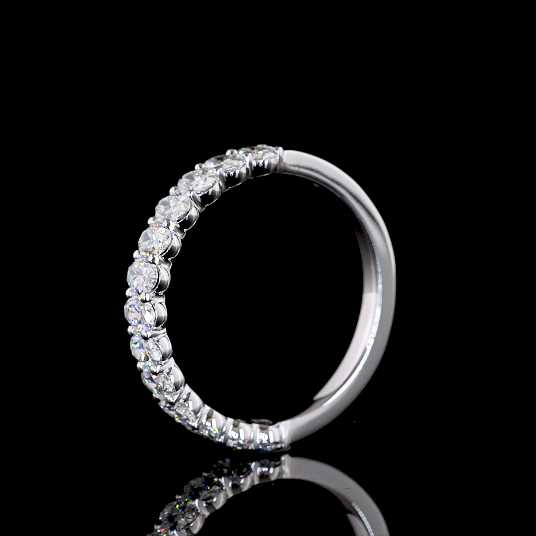 1.01 CTTW Oval Lab Diamond 3/4 Eternity Band (F+ Color and VS+ Clarity)