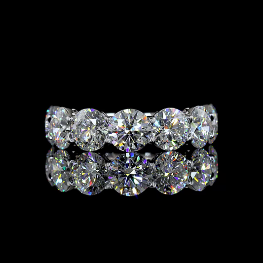 5.06 CTTW Round Lab Diamond 7 Stones Eternity Band (E Color and VS Clarity)