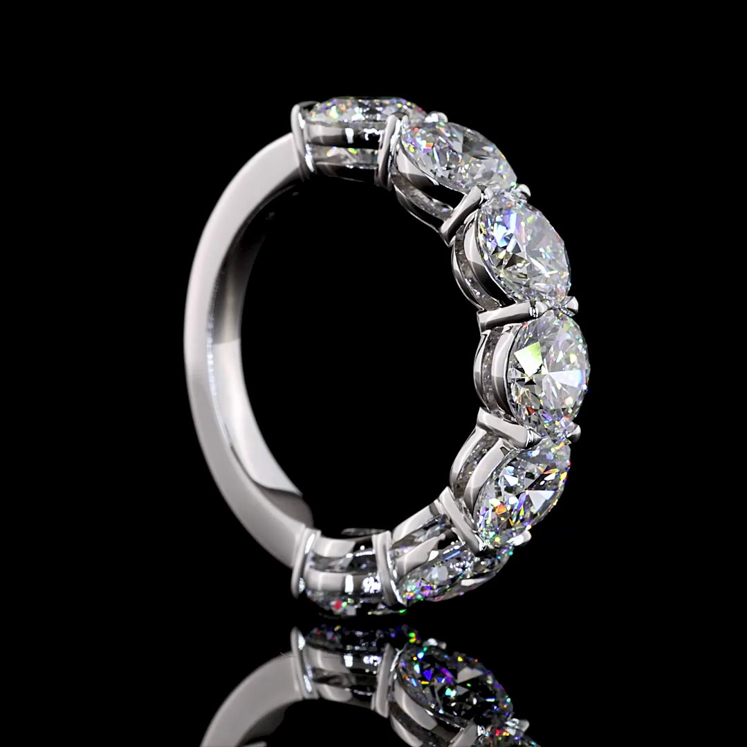 5.06 CTTW Round Lab Grown Diamond 7 Stones Eternity Band Sz. 6.5 (E Color and VS Clarity)