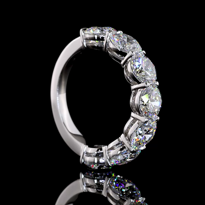 5.06 CTTW Round Lab Grown Diamond 7 Stones Eternity Band Sz. 6.5 (E Color and VS Clarity)