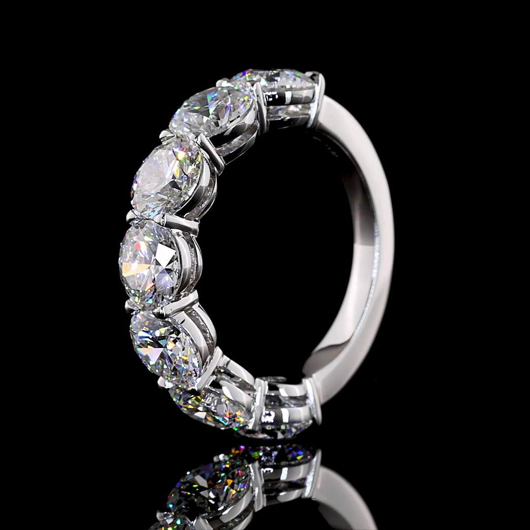 5.06 CTTW Round Lab Grown Diamond 7 Stones Eternity Band Sz. 6.5 (E Color and VS Clarity)