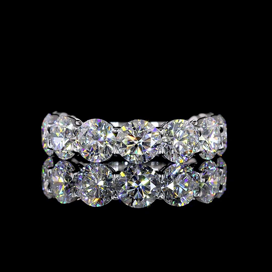 5.04 CTTW Round Lab Grown Diamond 3/4 Eternity Band Sz. 6 (E Color and VS Clarity)