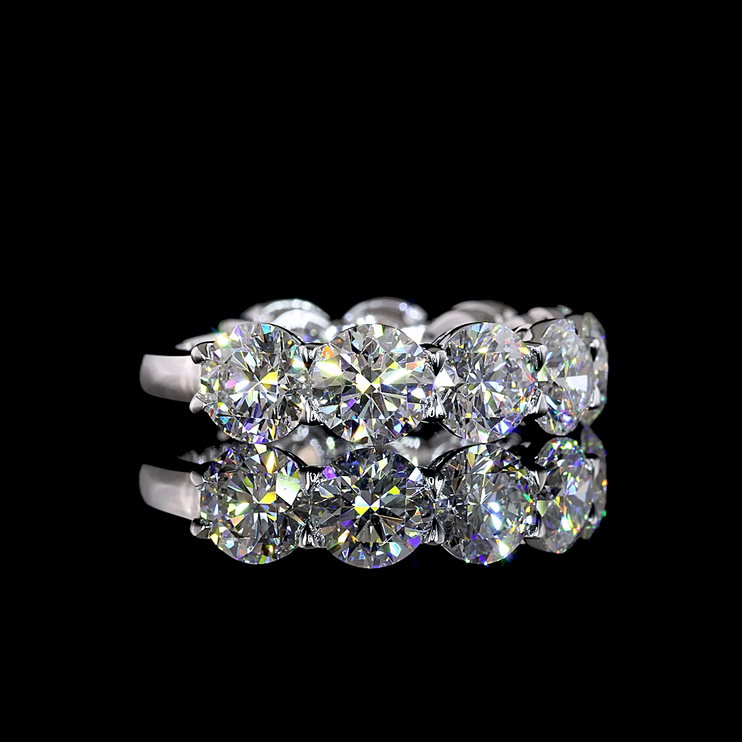 5.04 CTTW Round Lab Grown Diamond 3/4 Eternity Band Sz. 6 (E Color and VS Clarity)