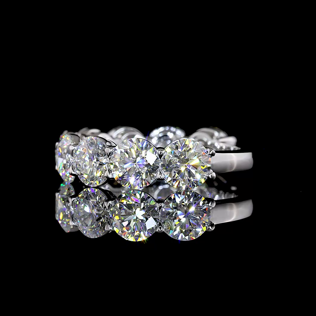 5.04 CTTW Round Lab Grown Diamond 3/4 Eternity Band Sz. 6 (E Color and VS Clarity)