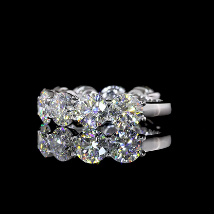 5.04 CTTW Round Lab Grown Diamond 3/4 Eternity Band Sz. 6 (E Color and VS Clarity)