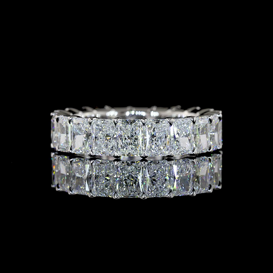 5.21 CTTW Radiant Lab Grown Diamond Full Eternity Sz. 6.5 (E Color and VS Clarity)