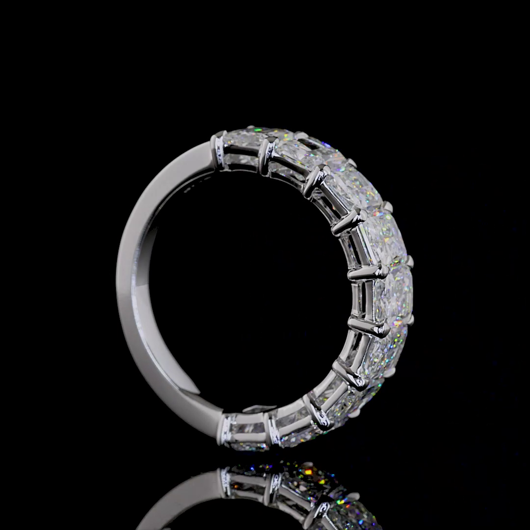 4.08 CTTW Radiant Lab Grown Diamond Half Eternity Band Sz. 6 (E Color and VS Clarity)