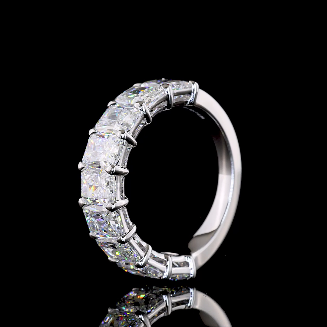 4.08 CTTW Radiant Lab Grown Diamond Half Eternity Band Sz. 6 (E Color and VS Clarity)