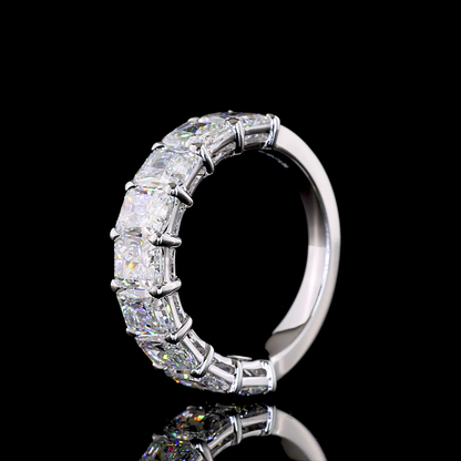 4.08 CTTW Radiant Lab Grown Diamond Half Eternity Band Sz. 6 (E Color and VS Clarity)