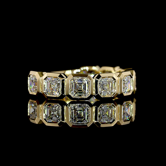 2.94 CTTW Asscher Lab Diamond 3/4 Eternity Band (F Color and VS2 Clarity)