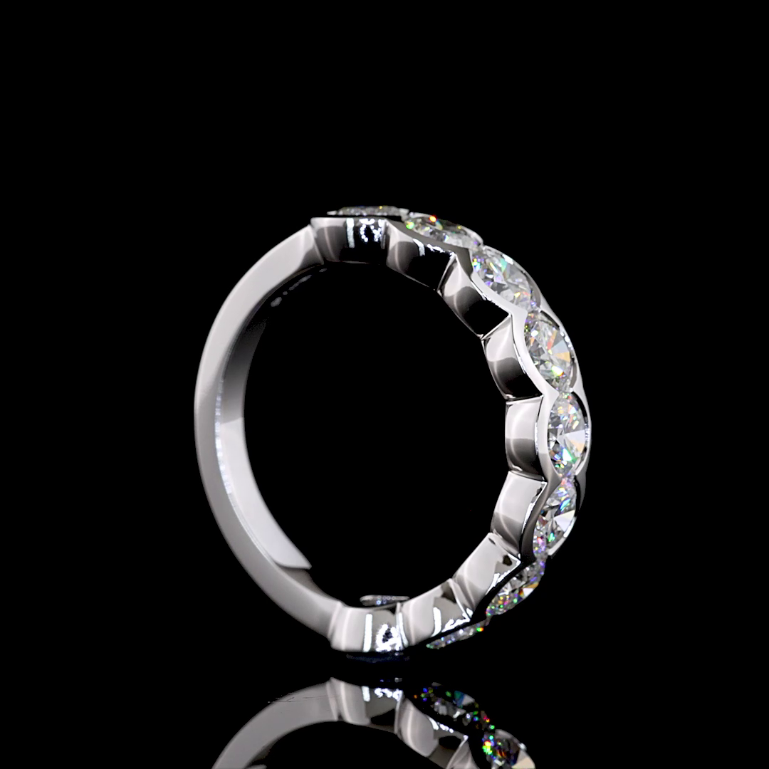 2.36 CTTW Round Lab Grown Diamond Half Eternity Band Sz. 6.5 (F Color and VS2 Clarity)