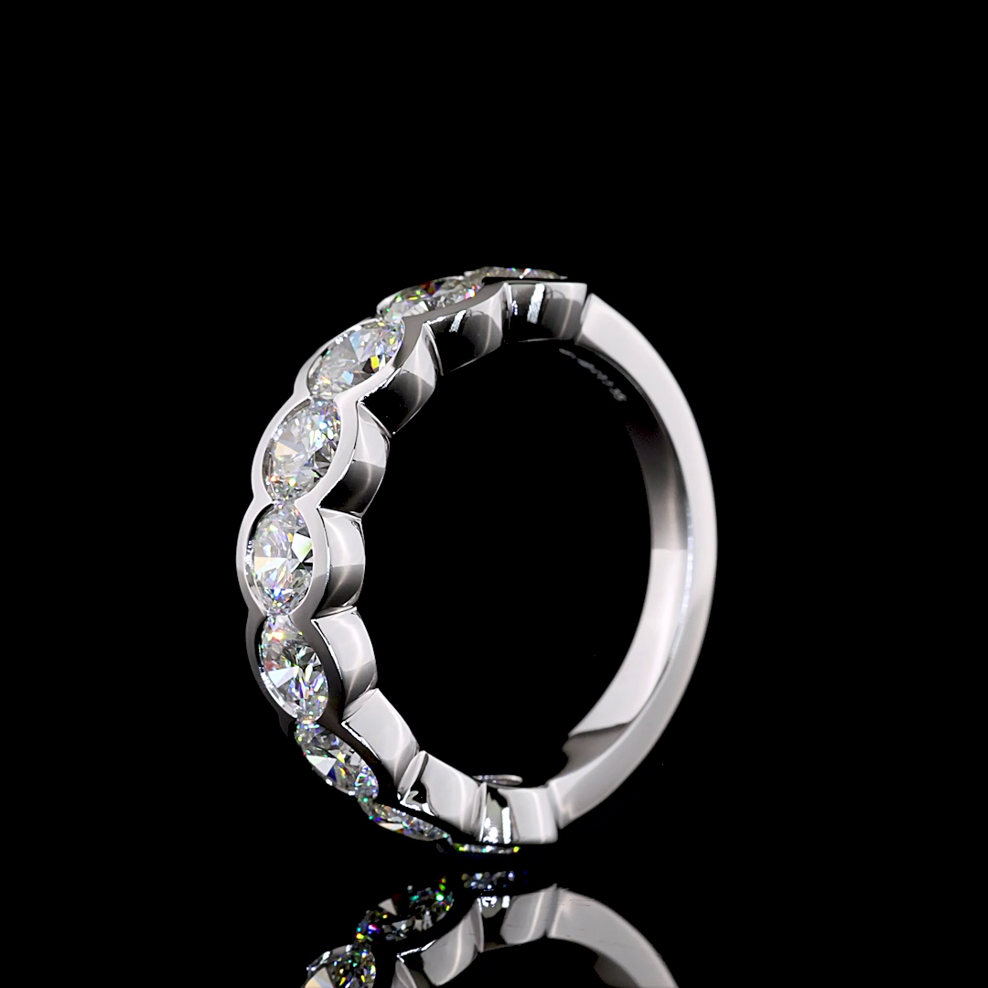 2.36 CTTW Round Lab Grown Diamond Half Eternity Band Sz. 6.5 (F Color and VS2 Clarity)
