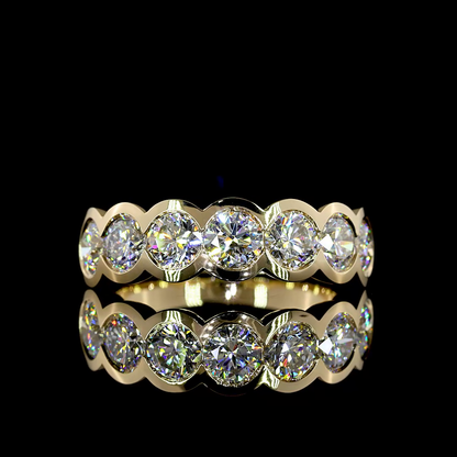 2.19 CTTW Round Natural Diamond 7 Stones Eternity Band Sz. 6.5 (H Color and SI Clarity)