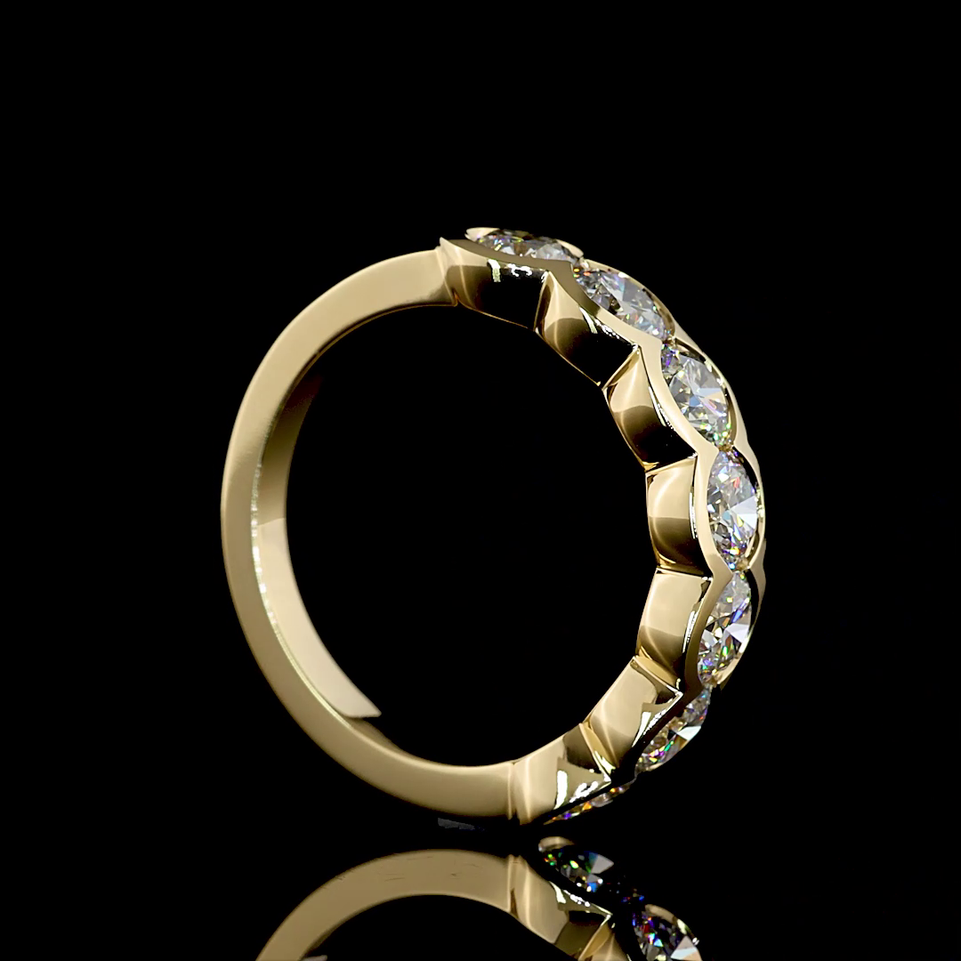 2.19 CTTW Round Natural Diamond 7 Stones Eternity Band Sz. 6.5 (H Color and SI Clarity)