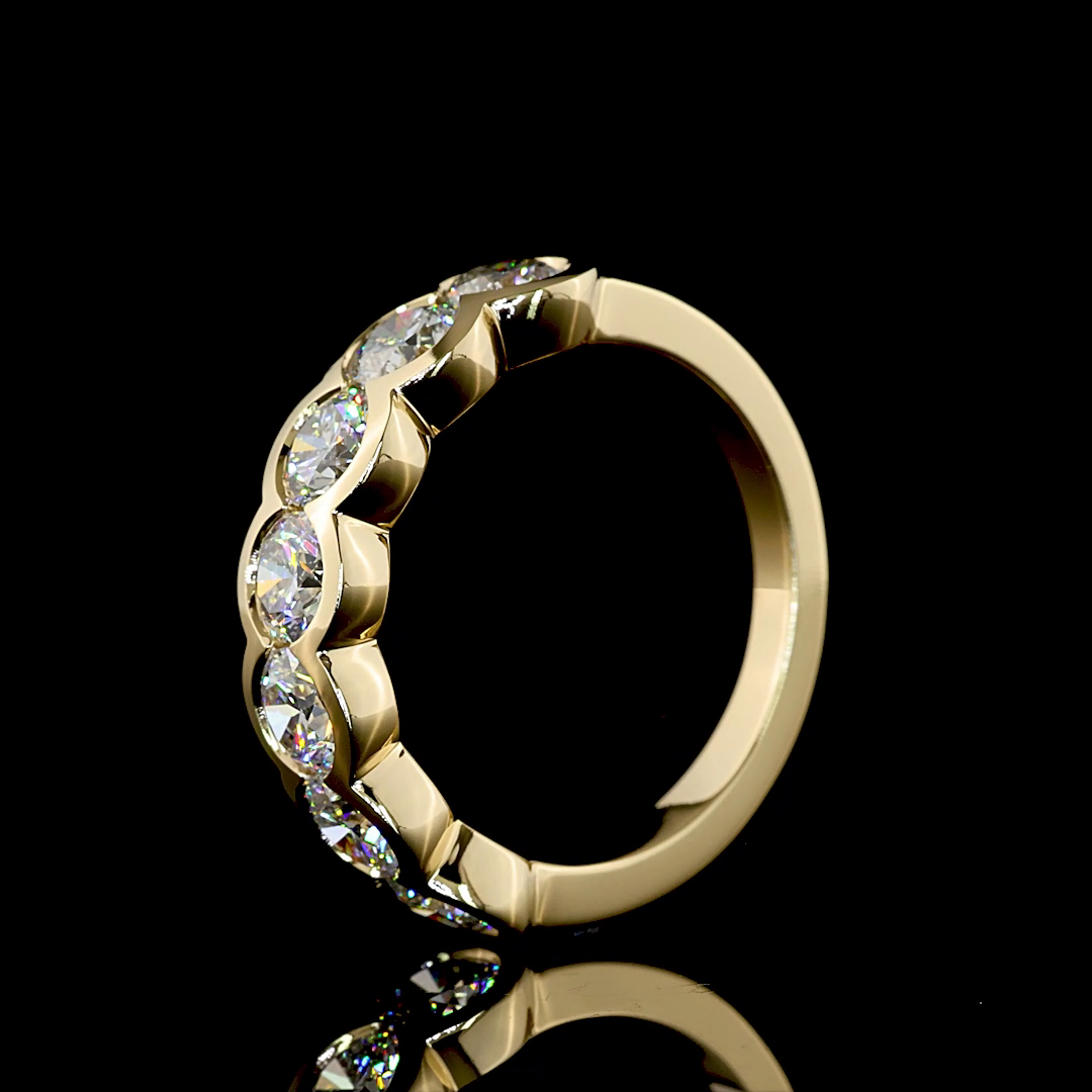 2.19 CTTW Round Natural Diamond 7 Stones Eternity Band Sz. 6.5 (H Color and SI Clarity)