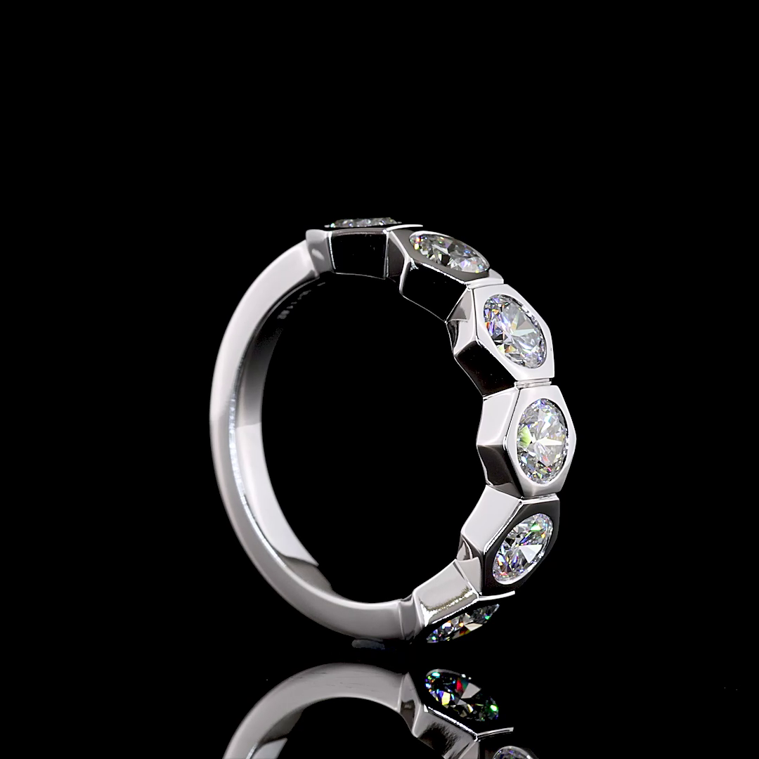 1.82 CTTW Round Lab Grown Diamond Half Eternity Band Sz. 6 (F Color and VS2 Clarity)