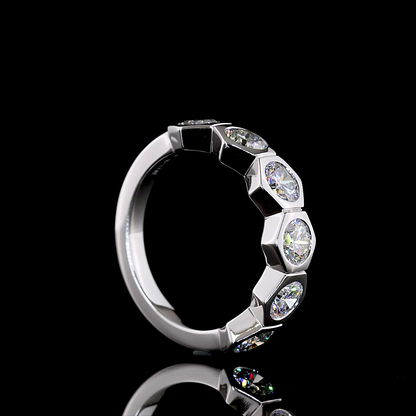 1.82 CTTW Round Lab Grown Diamond Half Eternity Band Sz. 6 (F Color and VS2 Clarity)