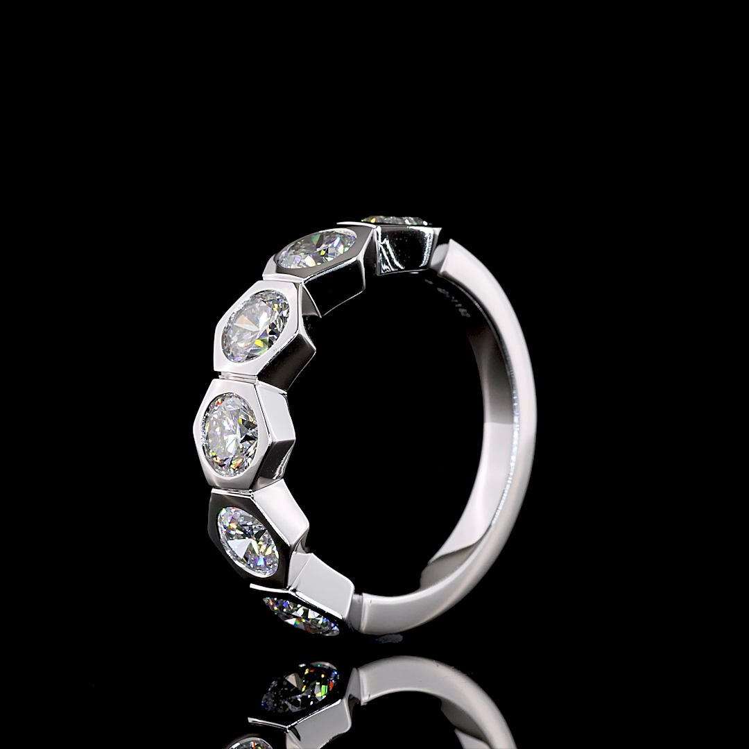 1.82 CTTW Round Lab Grown Diamond Half Eternity Band Sz. 6 (F Color and VS2 Clarity)