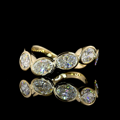 2.11 CTTW Oval Lab Grown Diamond 5 Stones Eternity Band Sz. 6.5 (E Color and VS Clarity)