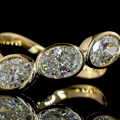 2.11 CTTW Oval Lab Grown Diamond 5 Stones Eternity Band Sz. 6.5 (E Color and VS Clarity)