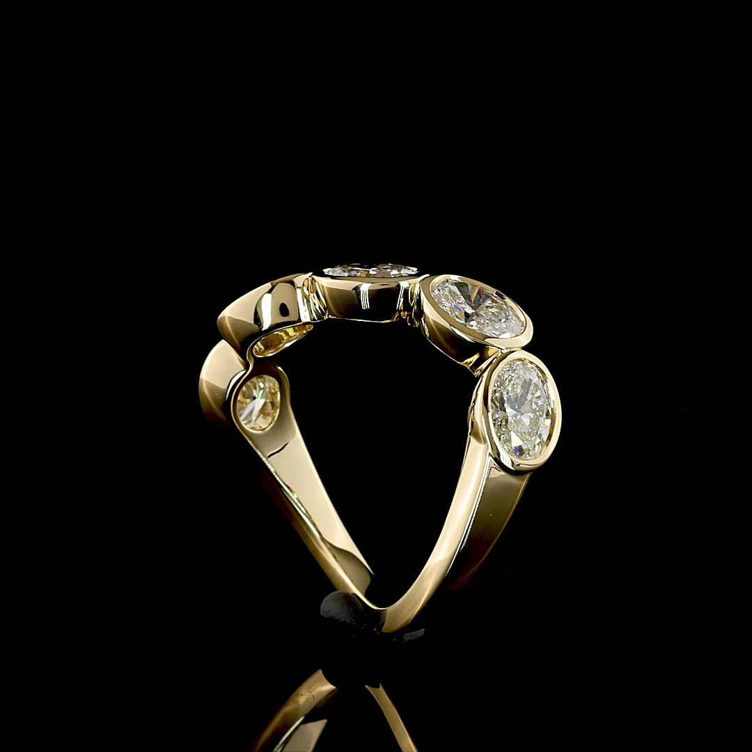 2.11 CTTW Oval Lab Grown Diamond 5 Stones Eternity Band Sz. 6.5 (E Color and VS Clarity)