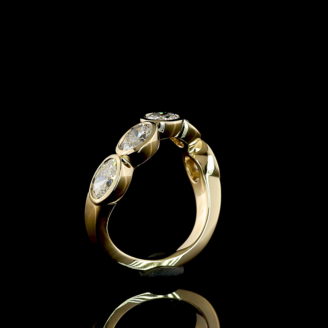 2.11 CTTW Oval Lab Grown Diamond 5 Stones Eternity Band Sz. 6.5 (E Color and VS Clarity)