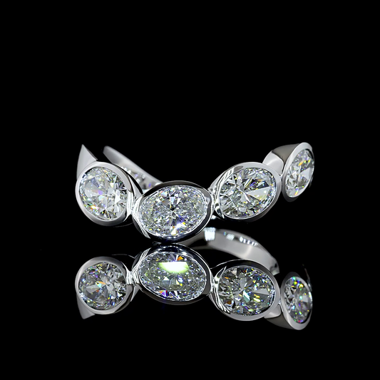 2.19 CTTW Oval Lab Grown Diamond 5 Stones Eternity Band Sz. 6.5 (E Color and VS Clarity)