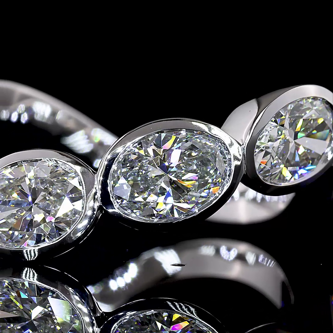2.19 CTTW Oval Lab Grown Diamond 5 Stones Eternity Band Sz. 6.5 (E Color and VS Clarity)