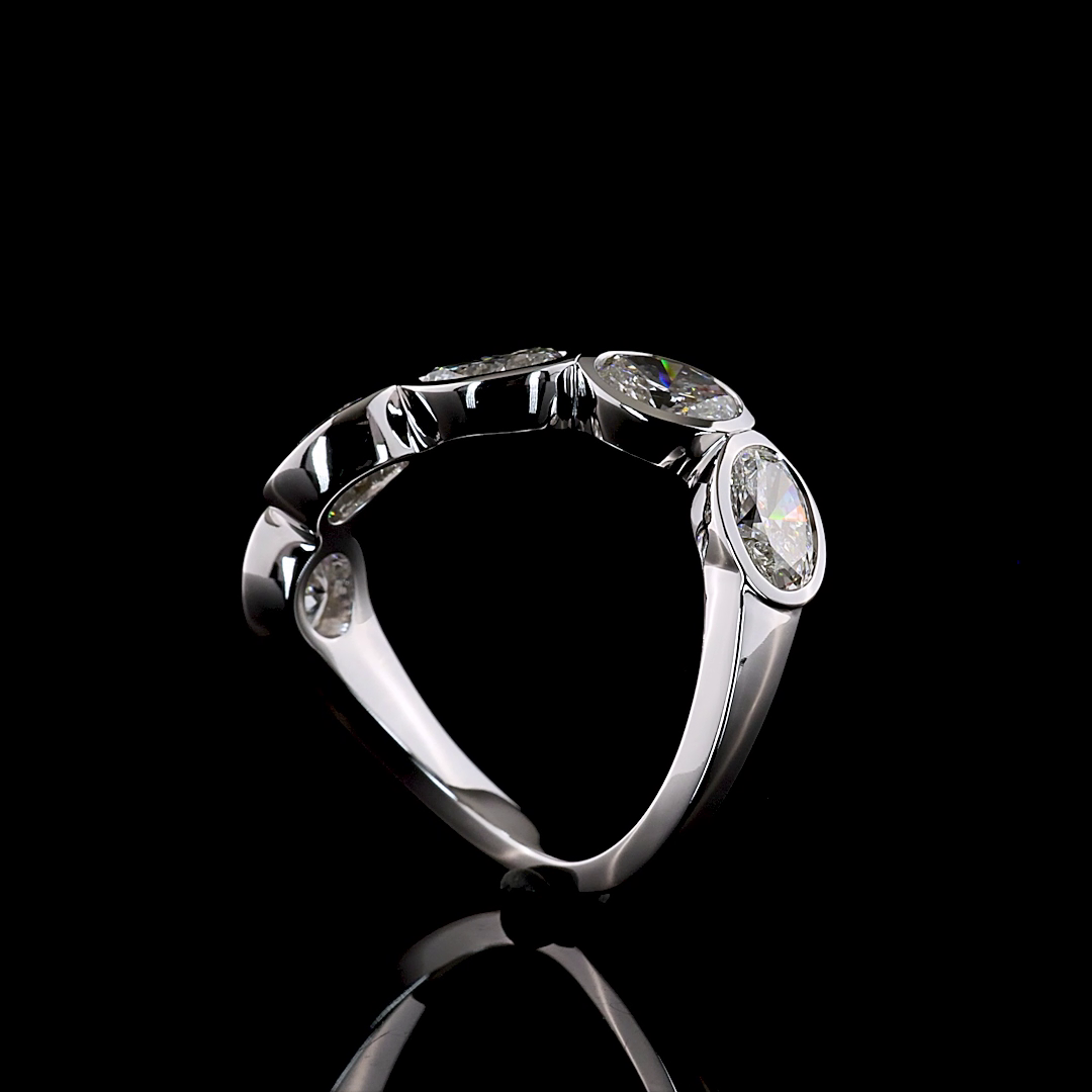 2.19 CTTW Oval Lab Grown Diamond 5 Stones Eternity Band Sz. 6.5 (E Color and VS Clarity)