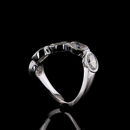 2.19 CTTW Oval Lab Grown Diamond 5 Stones Eternity Band Sz. 6.5 (E Color and VS Clarity)