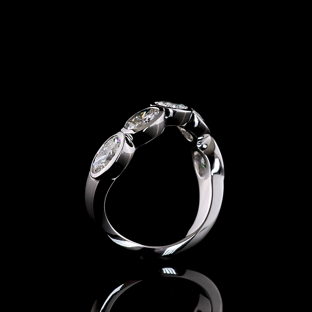 2.19 CTTW Oval Lab Grown Diamond 5 Stones Eternity Band Sz. 6.5 (E Color and VS Clarity)
