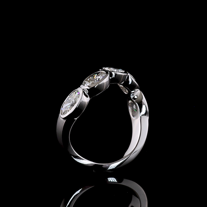 2.19 CTTW Oval Lab Grown Diamond 5 Stones Eternity Band Sz. 6.5 (E Color and VS Clarity)