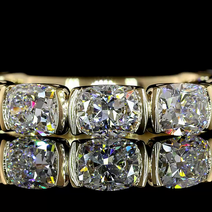 3.39 CTTW Cushion Brilliant Lab Diamond 3/4 Eternity Band (E Color and VS Clarity)