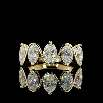 2.63 CTTW Oval Lab Diamond 5 Stones Eternity Band (E Color and VS Clarity)