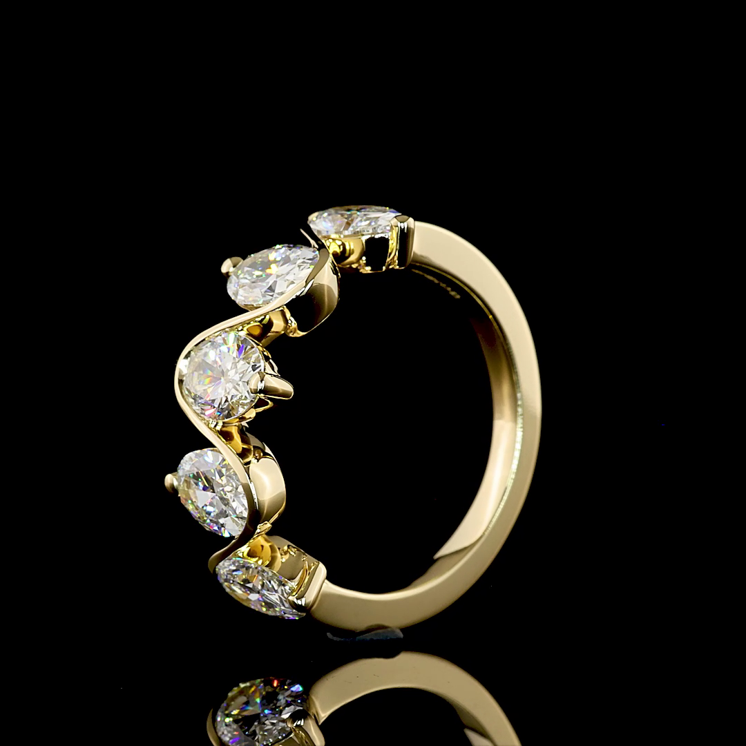 2.63 CTTW Oval Lab Diamond 5 Stones Eternity Band (E Color and VS Clarity)