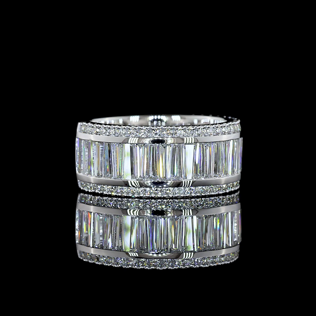 3.32 CTTW Antique Baguette Lab Diamond 3/4 Eternity Band (E Color and VS1 Clarity)