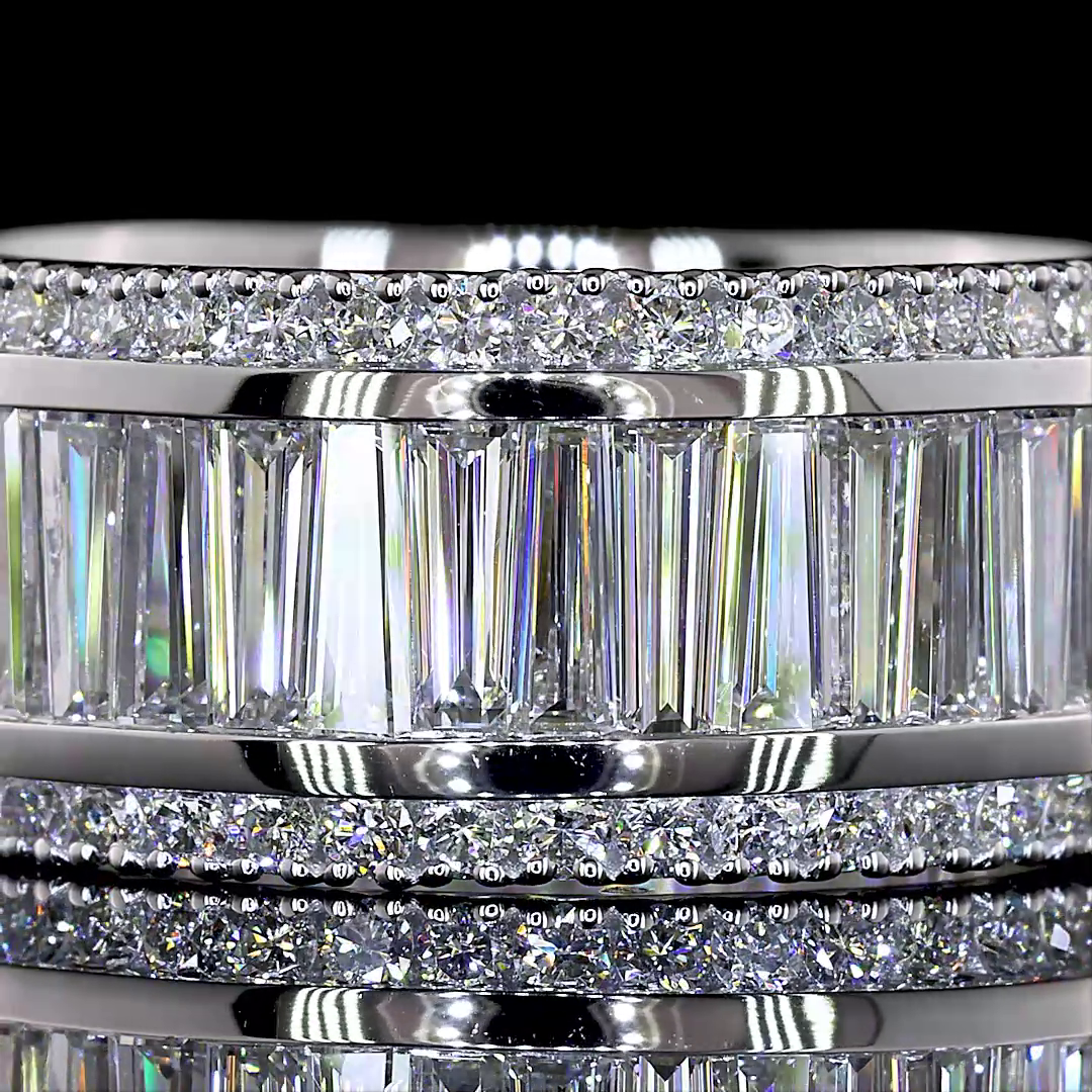 3.32 CTTW Antique Baguette Lab Diamond 3/4 Eternity Band (E Color and VS1 Clarity)