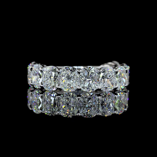 5.33 CTTW Cushion Brilliant Lab Diamond 3/4 Eternity Band (F Color and VVS2 Clarity)