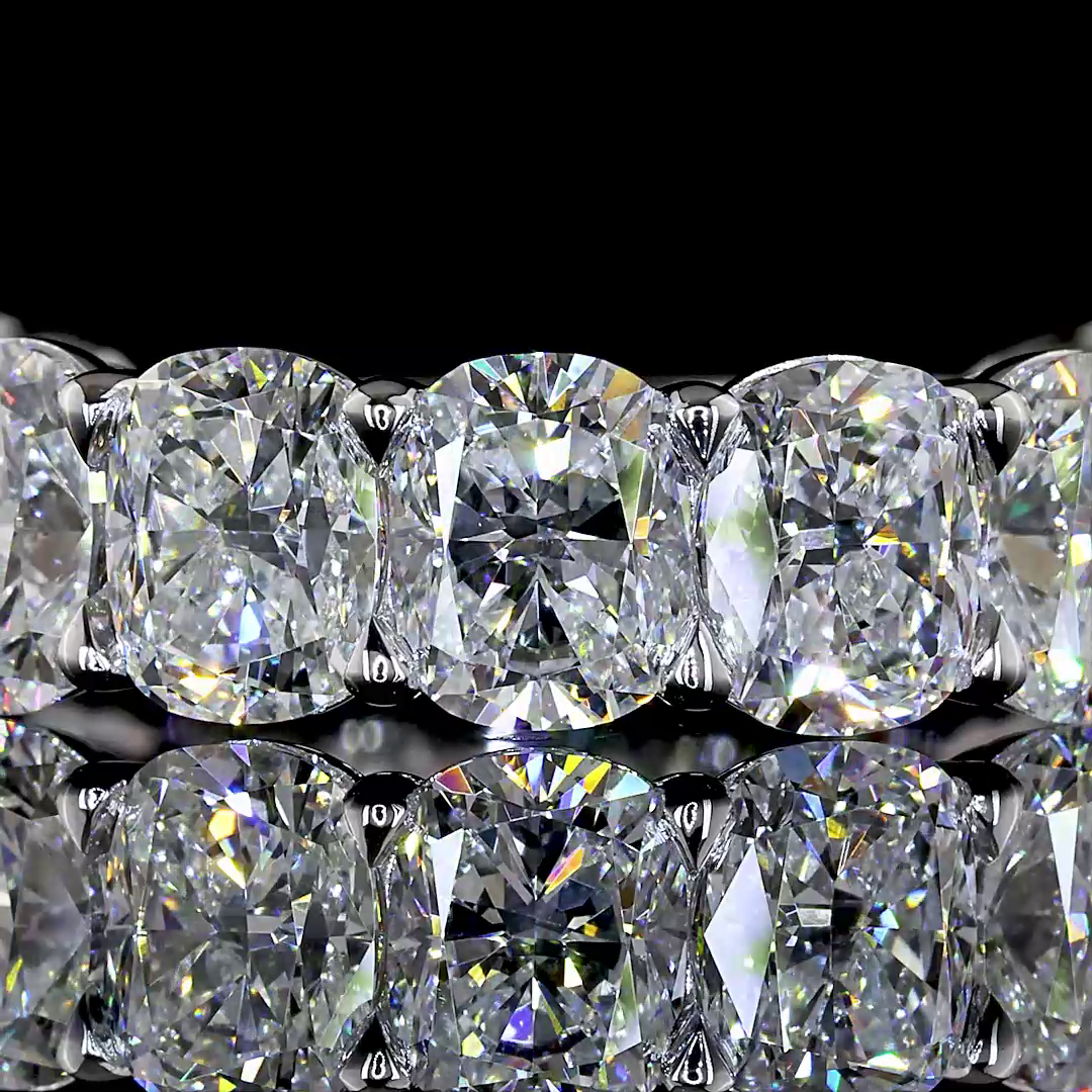 5.33 CTTW Cushion Brilliant Lab Diamond 3/4 Eternity Band (F Color and VVS2 Clarity)