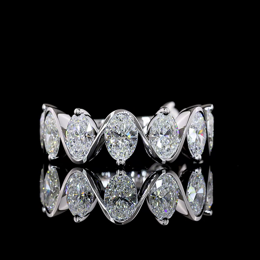 3.22 CTTW Oval Lab Diamond 3/4 Eternity Band (E Color and VS Clarity)