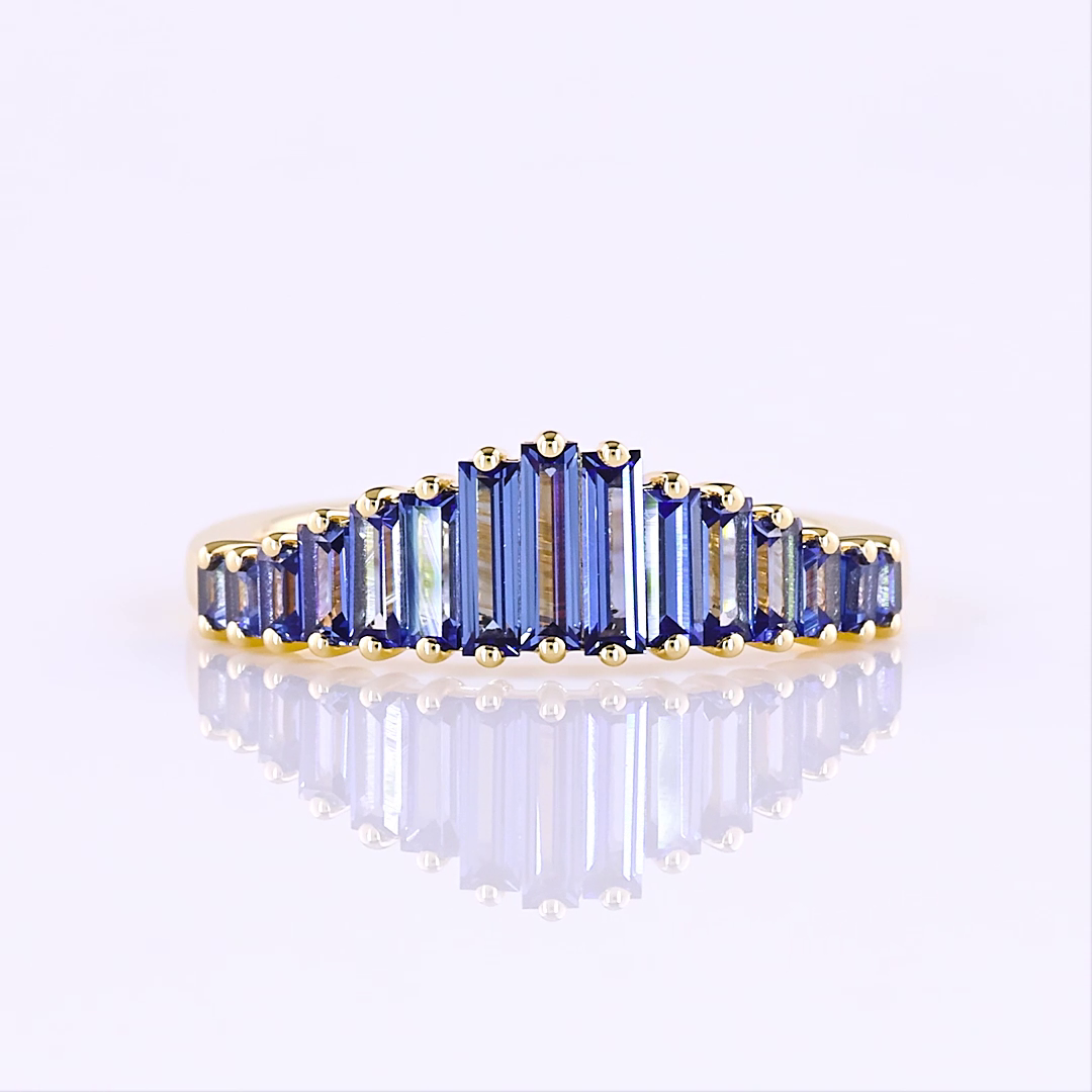 0.00 CT Baguette Lab Diamond Half Eternity Eternity Band (Blue Color and VS2 Clarity)