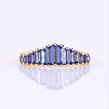 0.00 CT Baguette Lab Diamond Half Eternity Eternity Band (Blue Color and VS2 Clarity)