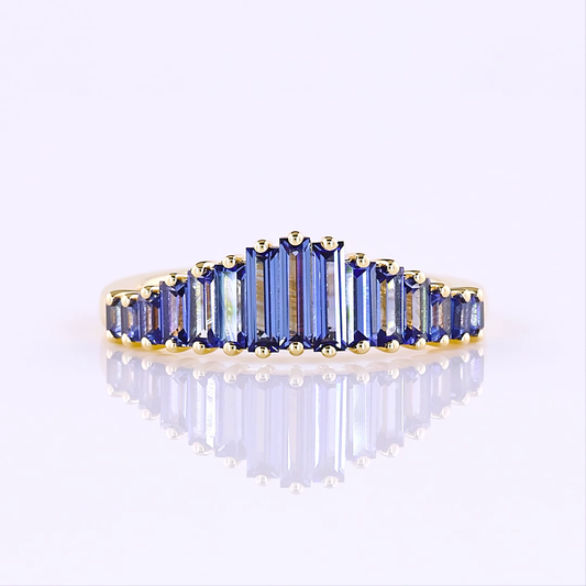 0.00 CT Baguette Lab Diamond Half Eternity Eternity Band (Blue Color and VS2 Clarity)