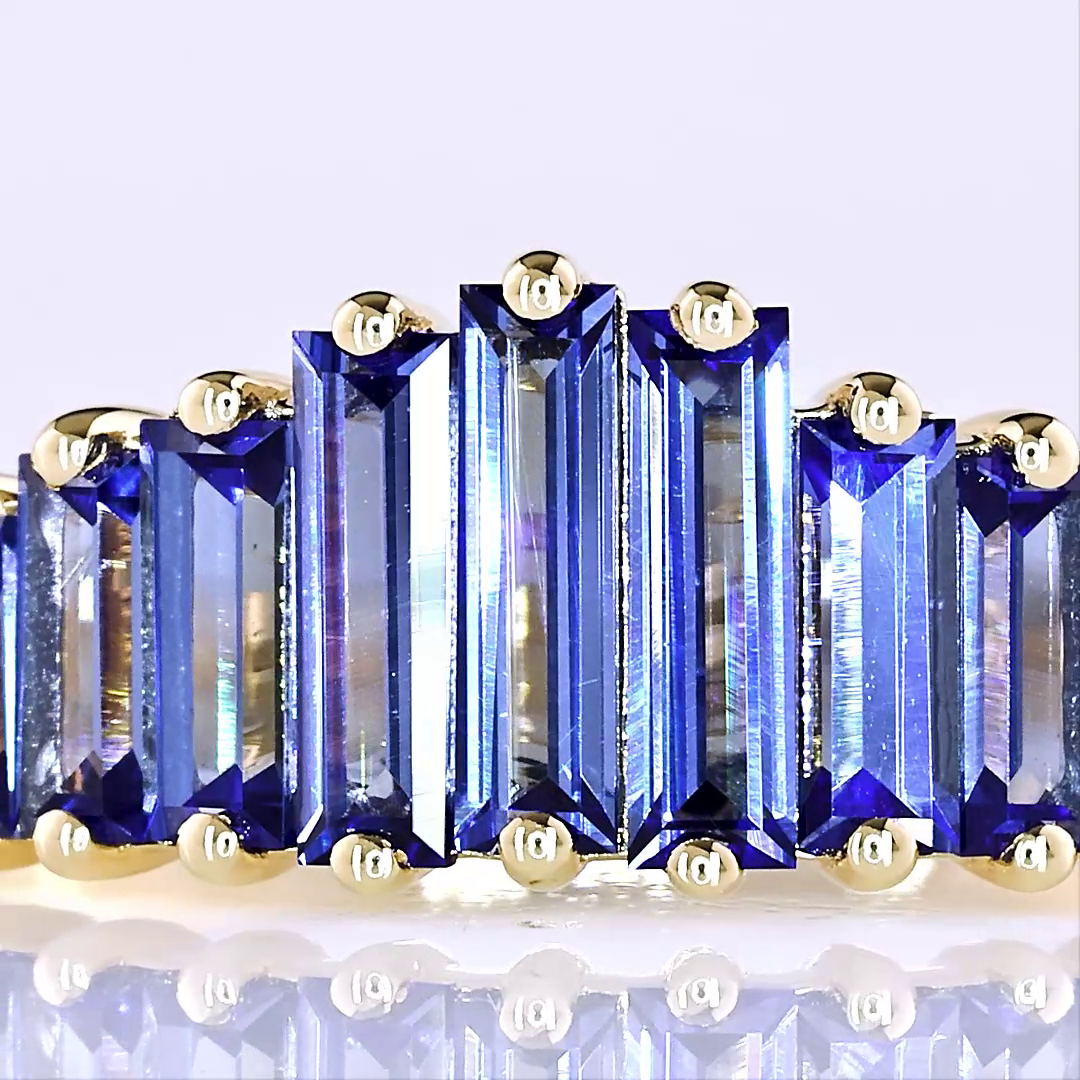 0.00 CT Baguette Lab Diamond Half Eternity Eternity Band (Blue Color and VS2 Clarity)