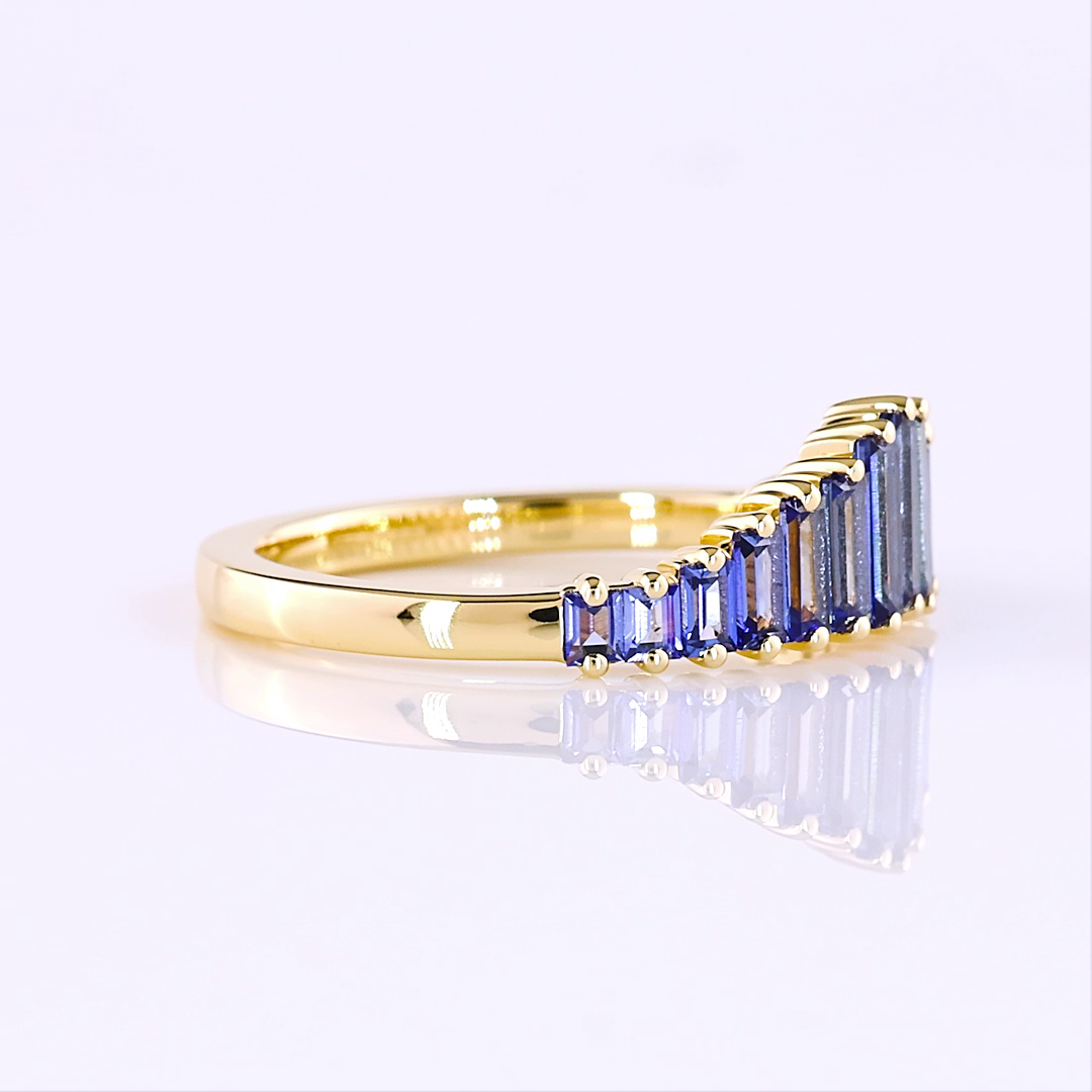 0.00 CT Baguette Lab Diamond Half Eternity Eternity Band (Blue Color and VS2 Clarity)