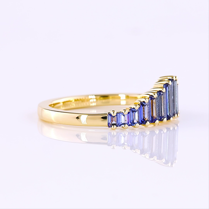 0.00 CT Baguette Lab Diamond Half Eternity Eternity Band (Blue Color and VS2 Clarity)