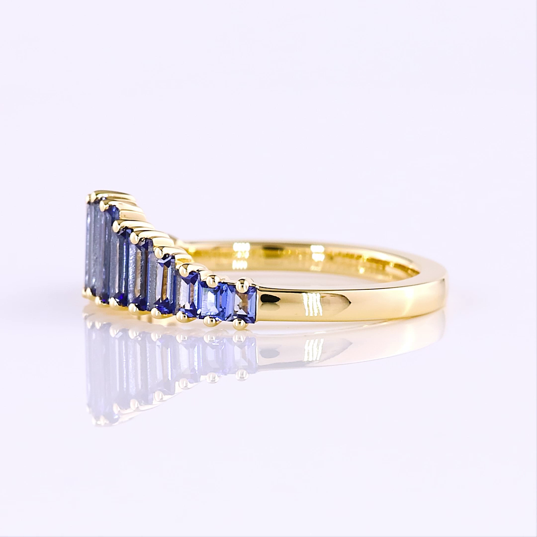 0.00 CT Baguette Lab Diamond Half Eternity Eternity Band (Blue Color and VS2 Clarity)