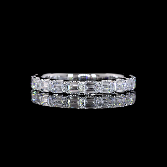1.32 CTTW Emerald Lab Diamond 3/4 Eternity Band (E Color and VS Clarity)
