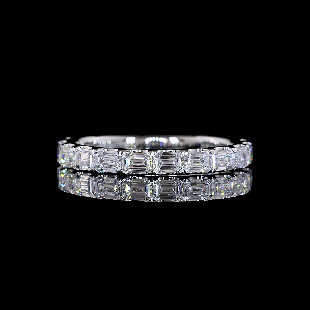 1.32 CTTW Emerald Lab Diamond 3/4 Eternity Band (E Color and VS Clarity)
