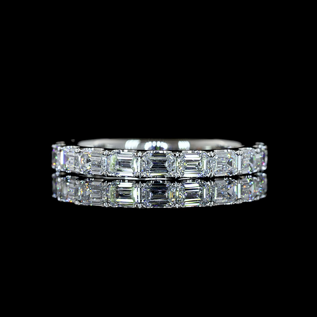 1.40 CTTW Emerald Lab Diamond 3/4 Eternity Band (E Color and VS Clarity)